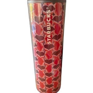 Starbucks Hearts 16 oz. Plastic Cup with twist close lid.